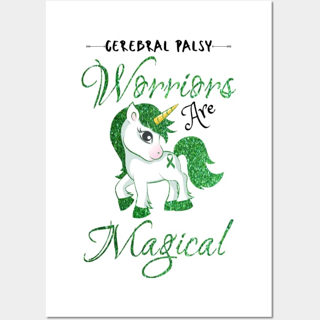 Cerebral Palsy Warriors Are Magical, Cute Green Unicorn Wall Art by JustBeSatisfied